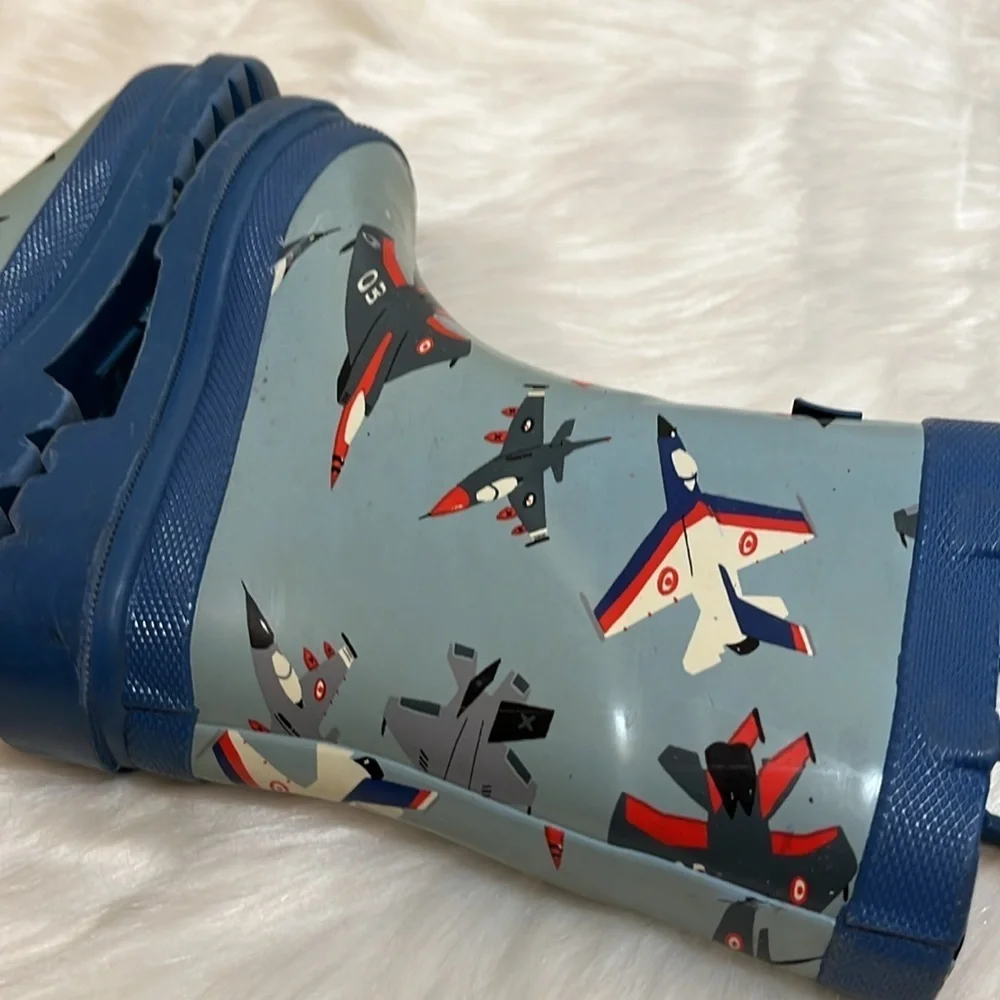 Hatley Blue Airplane Toddler Waterproof Rain Boots